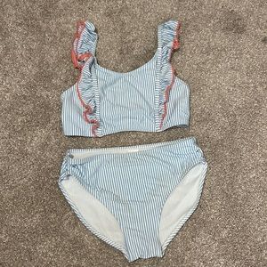 Super cute red and blue two piece bathing suit